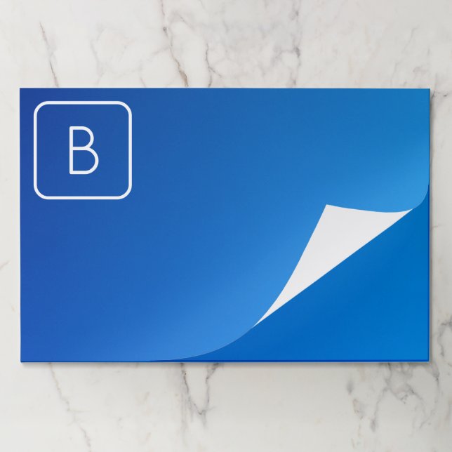 Bloc De Hojas Gradiente y monograma de tonos azules simples y mo (Plegada)