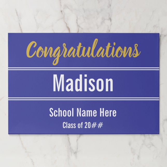 Bloc De Hojas Graduación Felicitaciones Blue Placemat Paper Pad (Anverso)