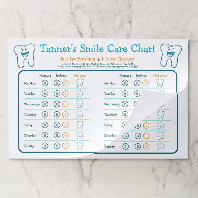 Bloc De Hojas Gráfico de atención personalizada de sonrisas (Plegada)