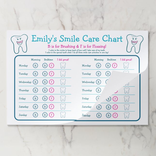 Bloc De Hojas Gráfico de atención personalizada de sonrisas (Plegada)