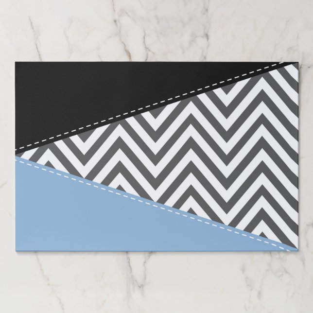 Bloc De Hojas Gris Zigzag, Gris Chevron, Zigzag Pattern, Azul (Anverso)