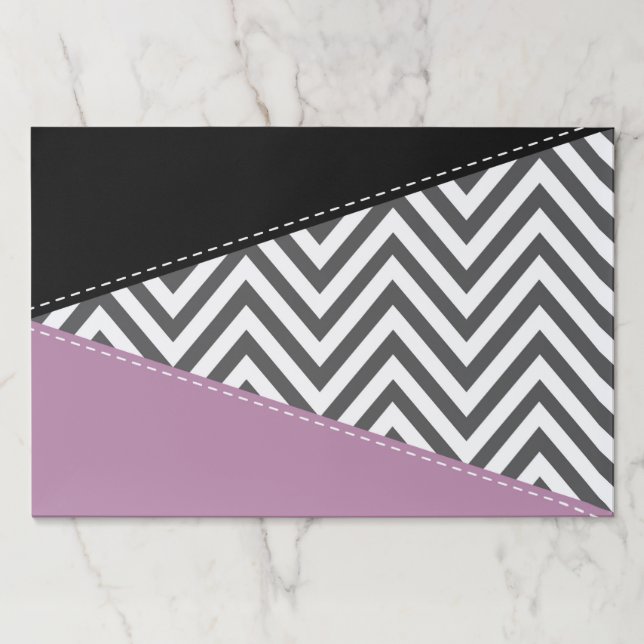 Bloc De Hojas Gris Zigzag, Gris Chevron, Zigzag Pattern, Púrpura (Anverso)