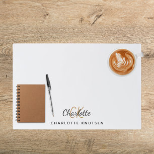 Bloc De Hojas Guión para las iniciales en monograma blanco negro