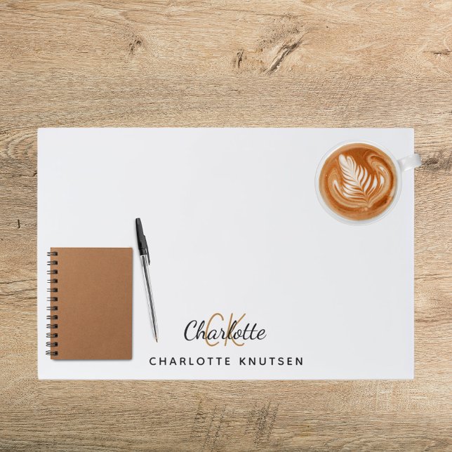 Bloc De Hojas Guión para las iniciales en monograma blanco negro (Subido por el creador)