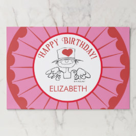 Bloc De Hojas "Hada del corazón"© Placemat de papel de cumpleaño