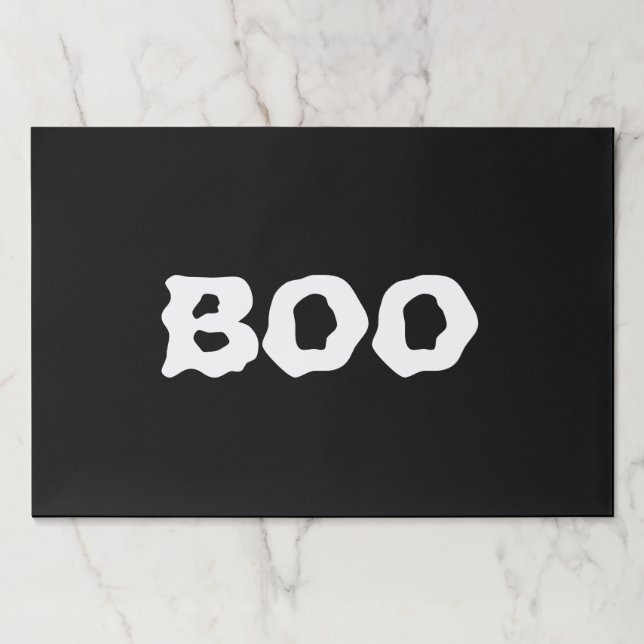 Bloc De Hojas Halloween Boo carteles de papel espeluznante blanc (Anverso)