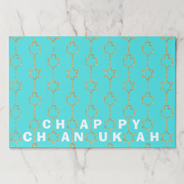 Bloc De Hojas Hanukkah Tearaway Placemat Pad/"Gold Charms" (Anverso)