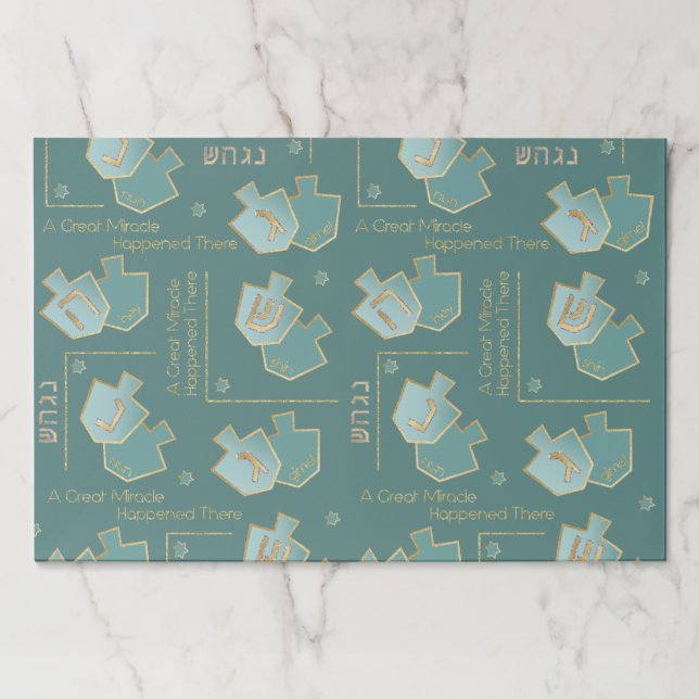 Bloc De Hojas Hanukkah Tearaway Placemat Pad Great Miracle Turqu (Anverso)