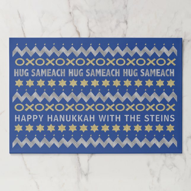Bloc De Hojas Hanukkah Tearaway Placemat Pad/"HUG SAMEACH" (Anverso)