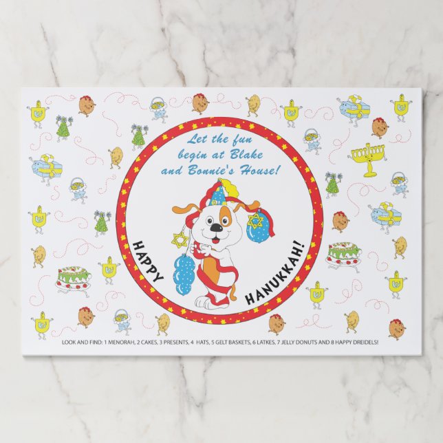 Bloc De Hojas Hanukkah Tearaway Placemat Pad/"Look & Find Game" (Anverso)