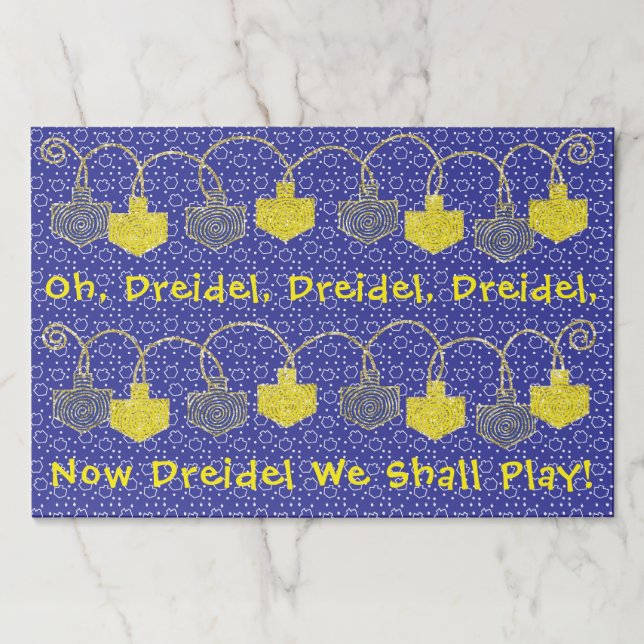 Bloc De Hojas Hanukkah Tearaway Placemat Pad/Oh Dreidel Play (Anverso)