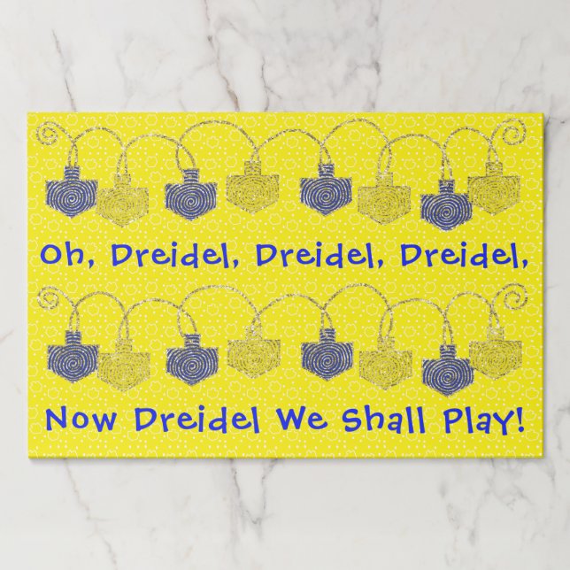 Bloc De Hojas Hanukkah Tearaway Placemat Pad/Oh Dreidel Play/Yel (Anverso)