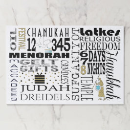 Bloc De Hojas Hanukkah Tearaway Placemat Pad Palabras Chanukah