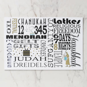 Bloc De Hojas Hanukkah Tearaway Placemat Pad Palabras Chanukah