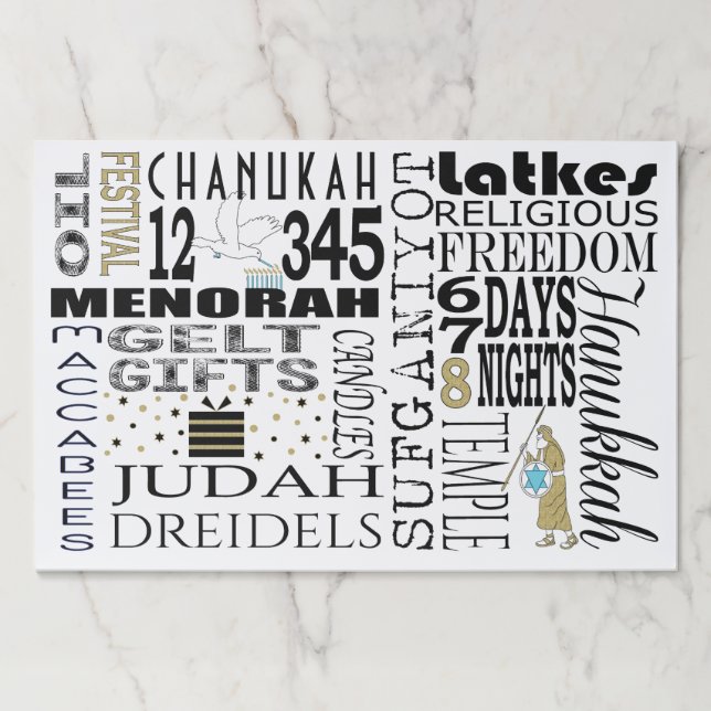 Bloc De Hojas Hanukkah Tearaway Placemat Pad Palabras Chanukah (Anverso)
