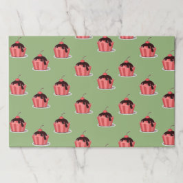 Bloc De Hojas Helados rosados en tazas verdes