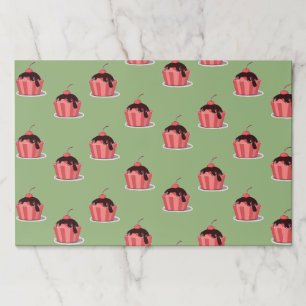 Bloc De Hojas Helados rosados en tazas verdes