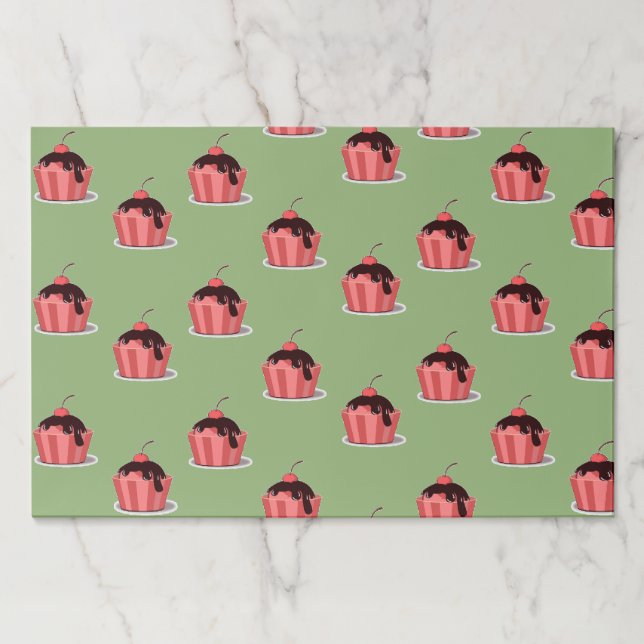 Bloc De Hojas Helados rosados en tazas verdes (Anverso)