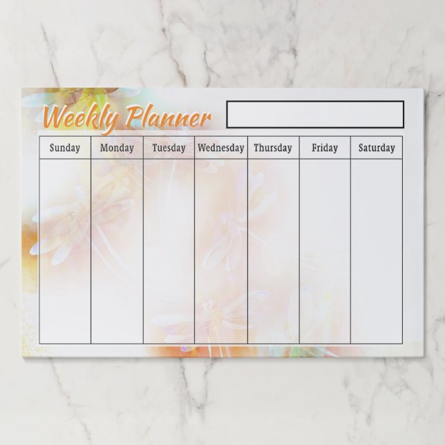 Bloc De Hojas Hojas de planeamiento semanales de Dragonflies (Anverso)