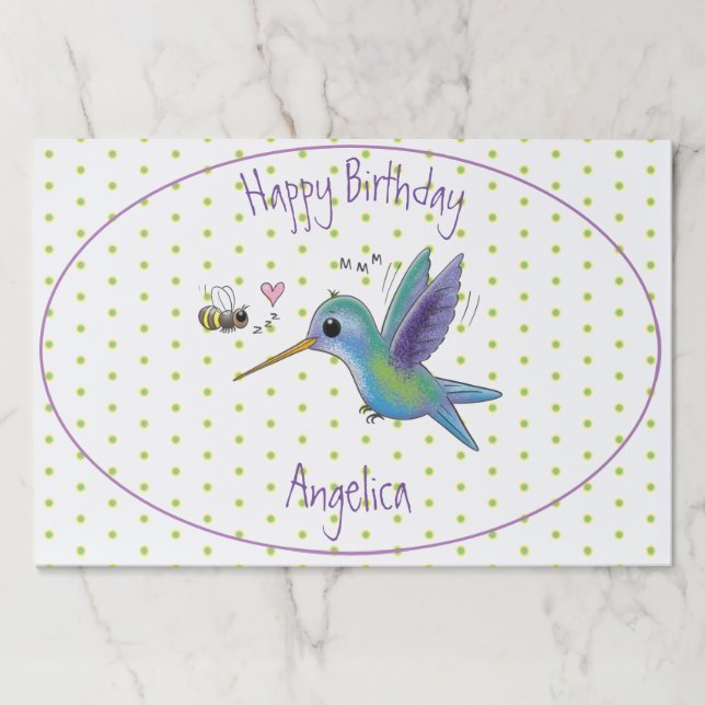 Bloc De Hojas Ilustracion de colibrí y personalizado de abejas (Anverso)