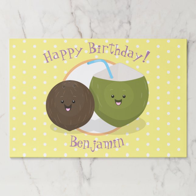 Bloc De Hojas Ilustración de dibujos animados de coconuts kawaii (Anverso)