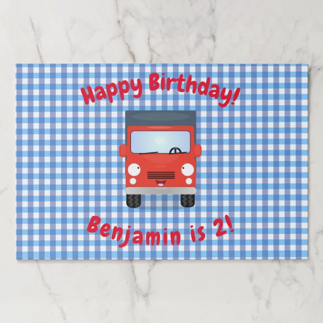 Bloc De Hojas Ilustracion de personalizado de camión rojo feliz (Anverso)