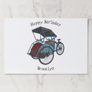 Bloc De Hojas Ilustracion de personalizado de rickshaw en bicicl