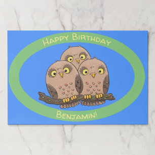 Bloc De Hojas Ilustracion de trío de búho lindo