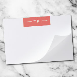 Bloc De Hojas Iniciales de Monograma Rosa de Coral Giral Cute