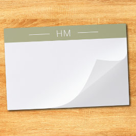 Bloc De Hojas Iniciales Minimalistas modernas de monograma verde