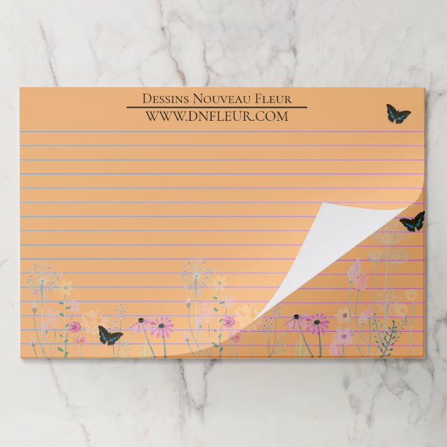 Bloc De Hojas Jardín floral creamísta gran almohadilla de papel  (Plegada)