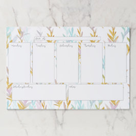 Bloc De Hojas Leaf Watercolor Calendario Semanal Almohadilla gra