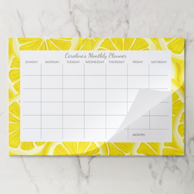 Bloc De Hojas Lemon Personalizado Desk Pad Mensual Calendar Plan (Plegada)