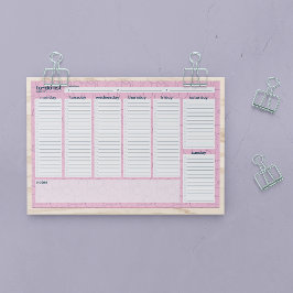 Bloc De Hojas Lista de tareas pendientes semanales extragrandes