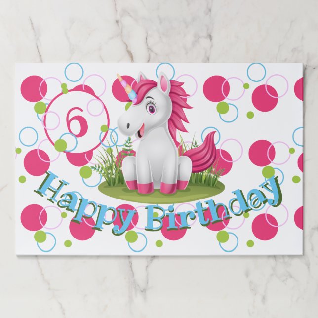 Bloc De Hojas Lugares de cumpleaños felices de Cute Unicorn (Anverso)