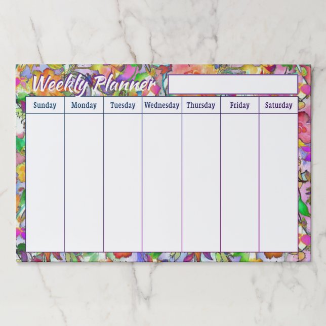 Bloc De Hojas Luminosas hojas planetarias semanales Papel Pad (Anverso)