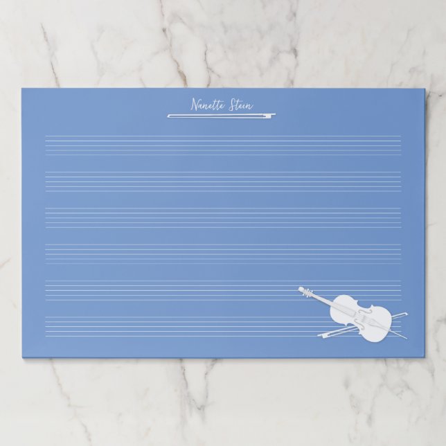 Bloc De Hojas Manuscrito de música gigante azul Cello Personaliz (Anverso)