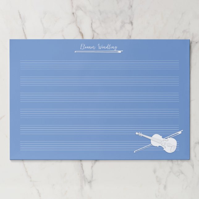 Bloc De Hojas Manuscrito de música gigante azul Personalizado de (Anverso)