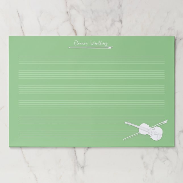 Bloc De Hojas Manuscrito de música gigante verde Personalizado d (Anverso)