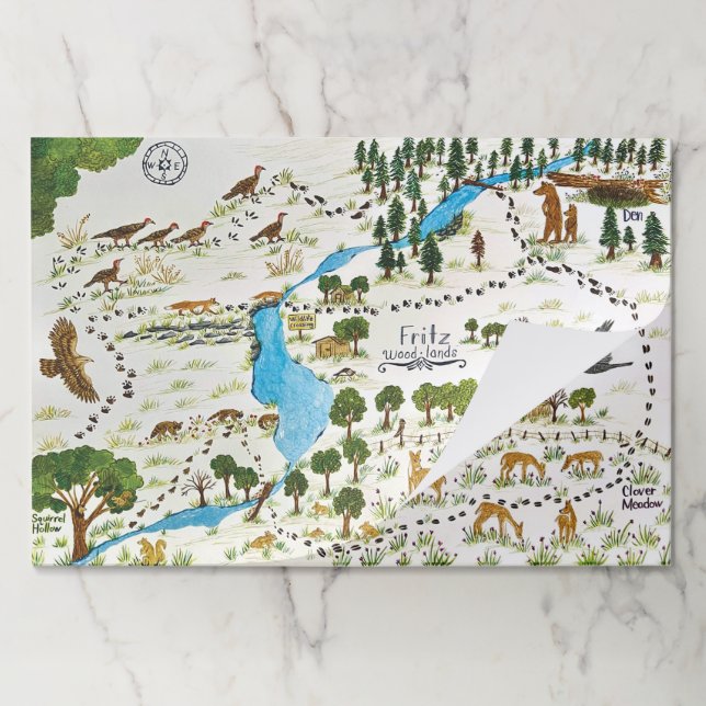 Bloc De Hojas Mapa de bosques Almohadilla grande para aletas (Plegada)