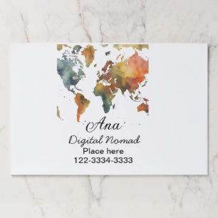 Bloc De Hojas Mapa mundial agregar tu nombre texto lugar teléfon