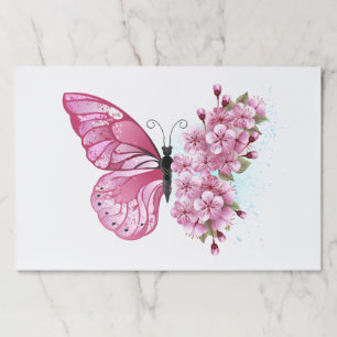 Bloc De Hojas Mariposa de flores con Sakura rosa