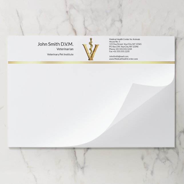 Bloc De Hojas Medicina Veterinaria Vet Asclepius Gold V Elegante (Plegada)