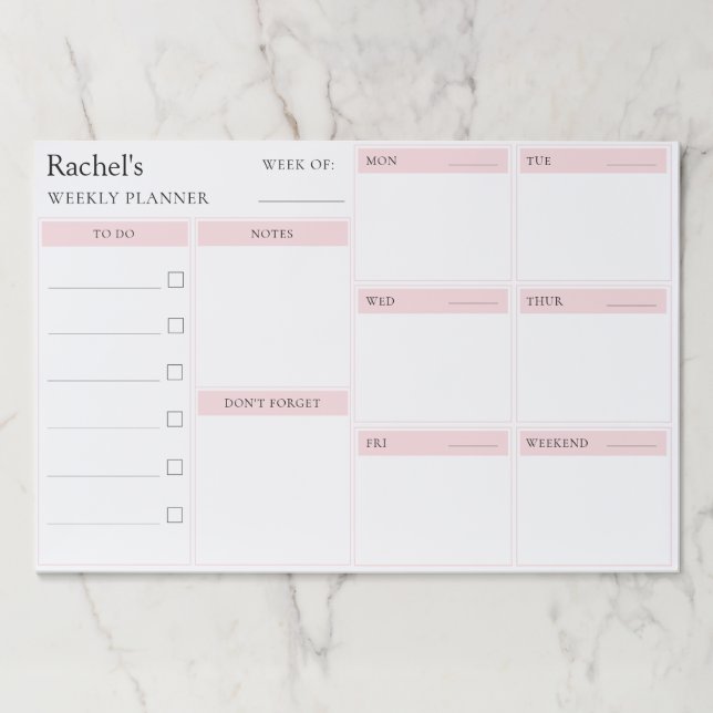 Bloc De Hojas Modern Weekly Planner (Anverso)