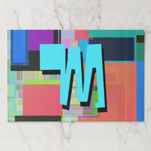 Bloc De Hojas Monograma geométrico de las azules turquesas