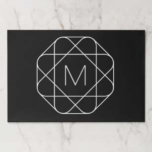 Bloc De Hojas Monograma geométrico negro y blanco