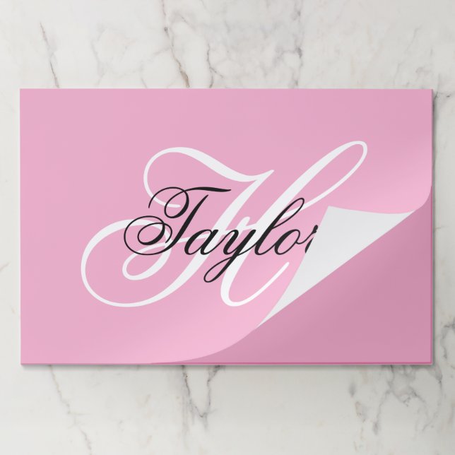 Bloc De Hojas Monograma negro y blanco rosado (Plegada)