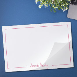 Bloc De Hojas Monograma rosa simple Minimalista con nombre compl