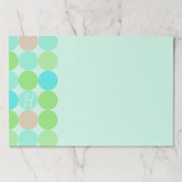 Bloc De Hojas Monograma verde azul turquesa y círculo Naranja