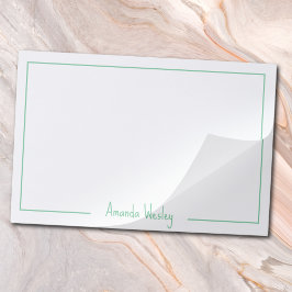 Bloc De Hojas Monograma verde claro simple Minimalista con nombr